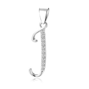 Pandantiv initiala litera J din argint cu pietre DiAmanti LZ0002_J-DIA (Argint 925‰ 0,6 g.)